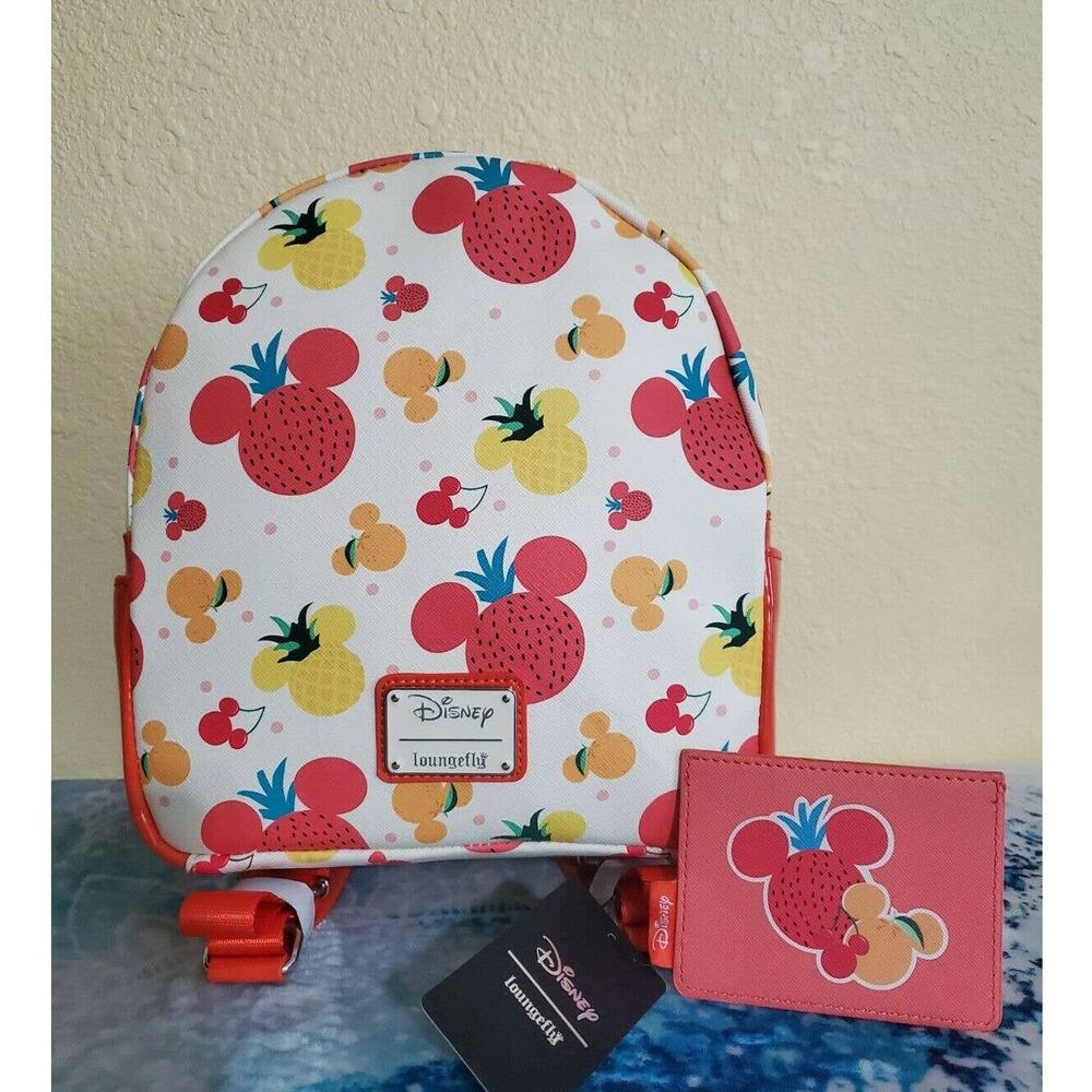 Loungefly Disney Mickey Mouse Fruits Backpack and Cardholder Set